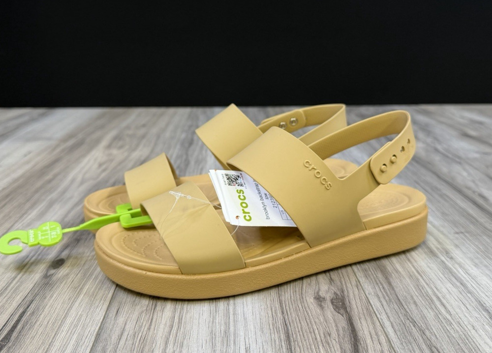 Crocs Brooklyn Backstrap Low Wedge Sandals Butter Tan 212399 Womens Size 7 NEW